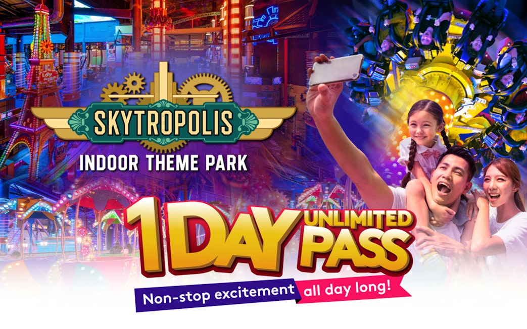 Skytropolis Indoor Theme Park family enjoying rides with 1-day unlimited pass.