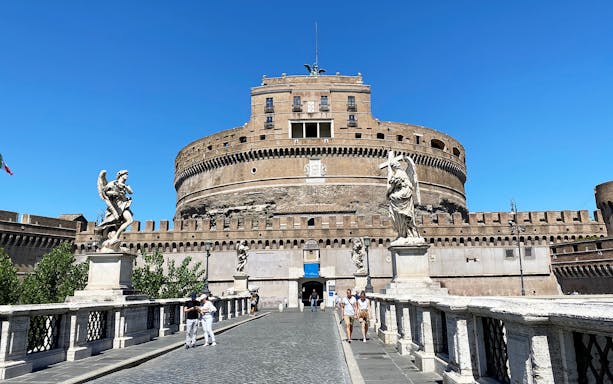 Castel Sant'Angelo with statues on Ponte Sant'Angelo, Rome, Italy.