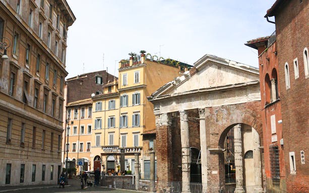 Portico of Octavia in Rome's Jewish Ghetto, part of a hop-on hop-off and walking tour.