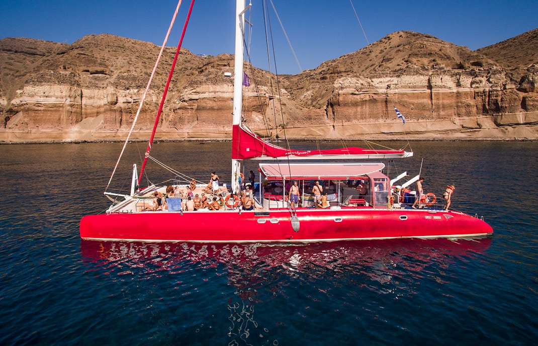 Santorini All-Inclusive Luxury Catamaran Cruise Small Group