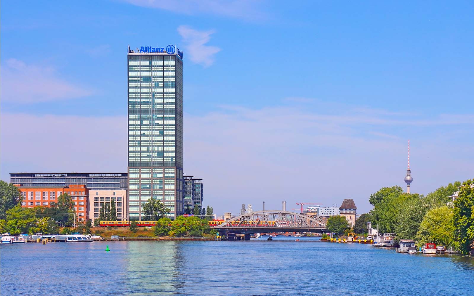 Berlin skyline with TV Tower and Spree River, view from 3-hour Müggelsee cruise.