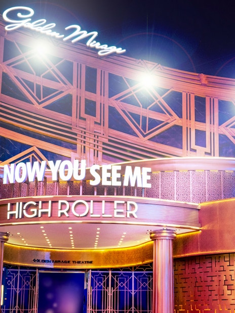 MOTIONGATE™ Dubai Now You See Me High Roller entrance at night.
