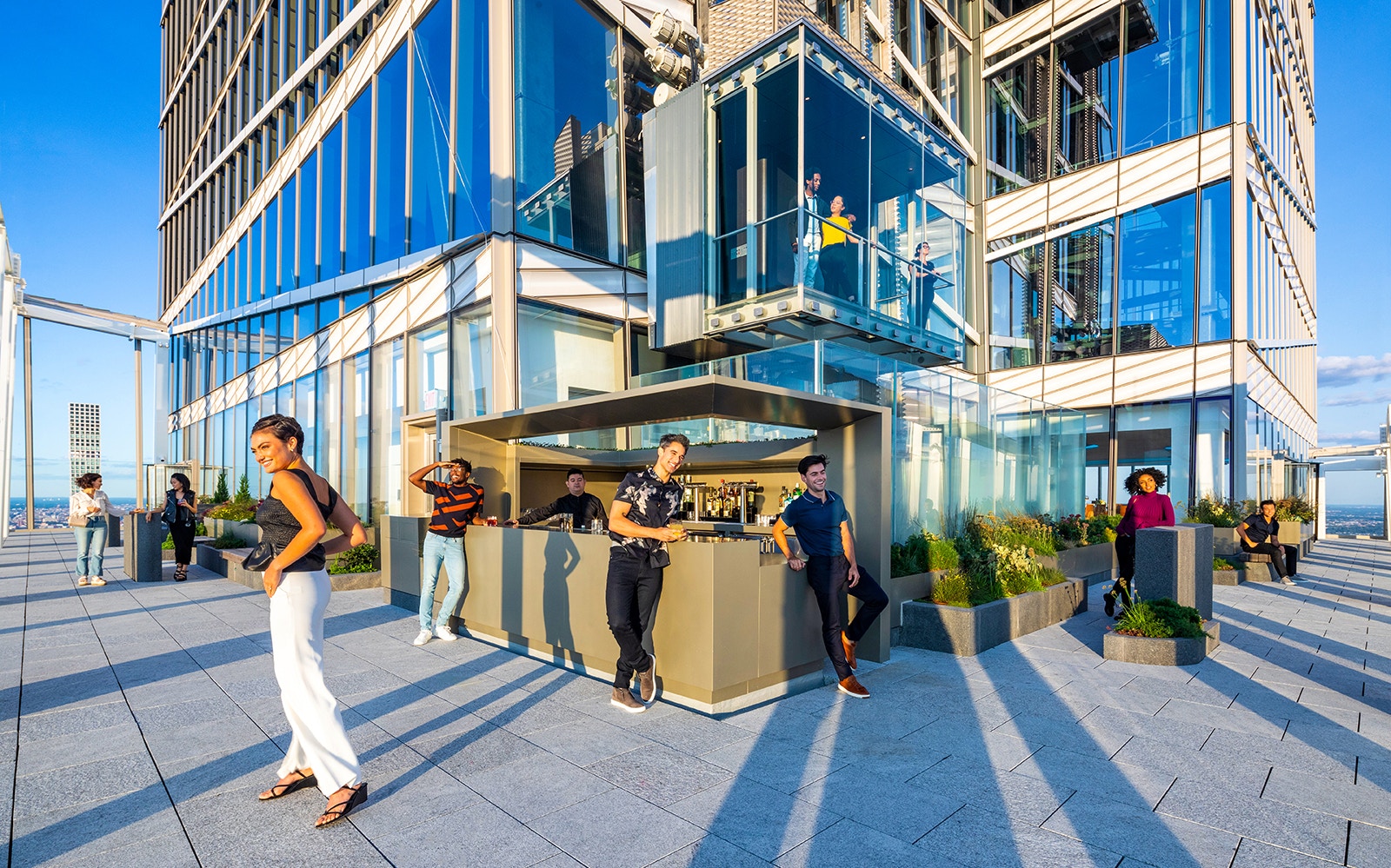 SUMMIT One Vanderbilt observation deck view of New York City skyline.