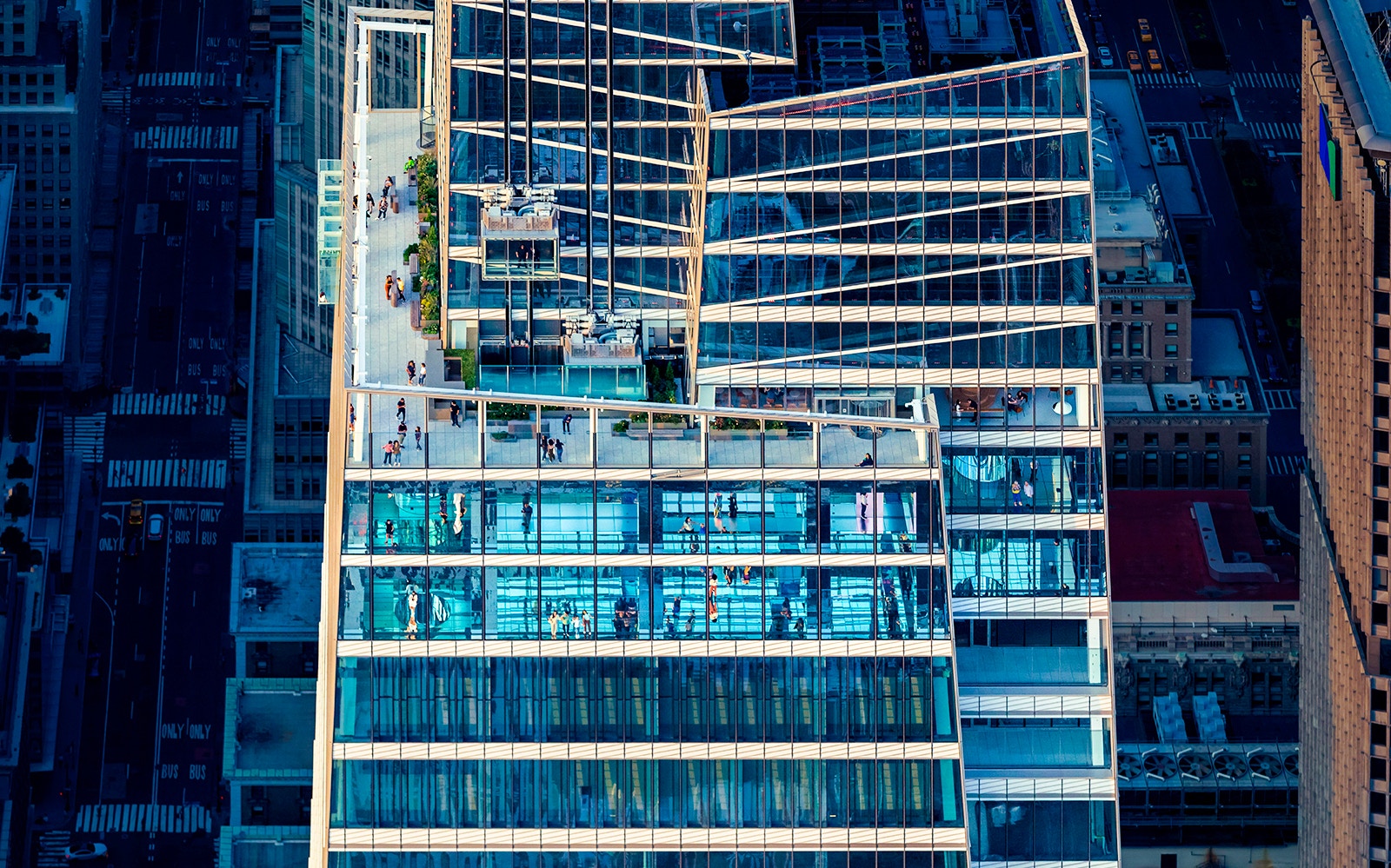 SUMMIT One Vanderbilt observation deck view of New York City skyline.