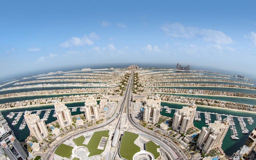 Aerial view of Palm Jumeirah in Dubai from The View at the Palm.