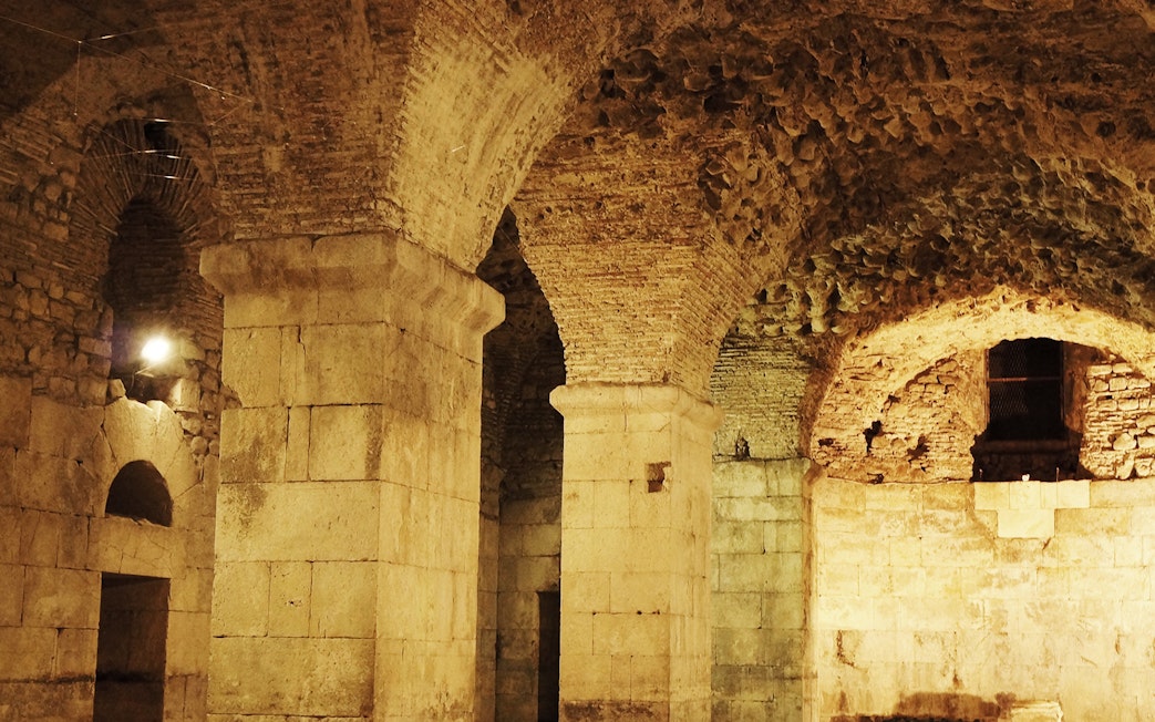 Diocletian's Cellar in Split, stone arches and walls from Game of Thrones tour.