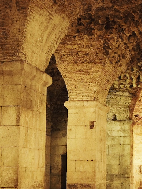 Diocletian's Cellar in Split, stone arches and walls from Game of Thrones tour.