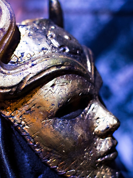 Golden horned mask from Game of Thrones tour in Diocletian's Cellar, Split.