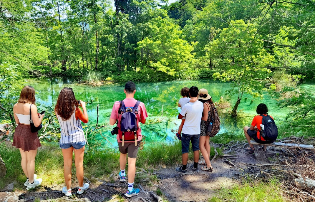 Plitvice Lakes National Park cascading waterfalls and turquoise lakes on tour from Split.