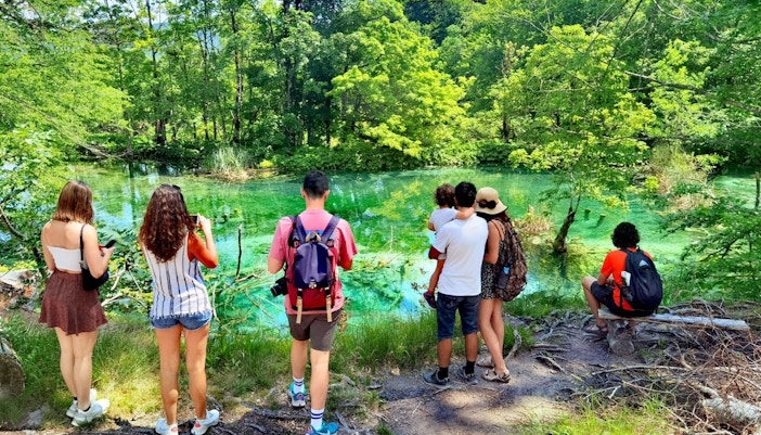 Plitvice Lakes National Park cascading waterfalls and turquoise lakes on tour from Split.