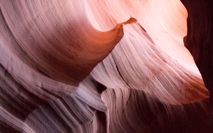 Curved sandstone formations in Antelope Canyon, Arizona.
