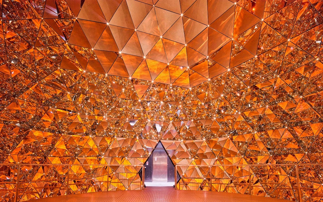 Geometric crystal installation at Swarovski Crystal Worlds, Austria.