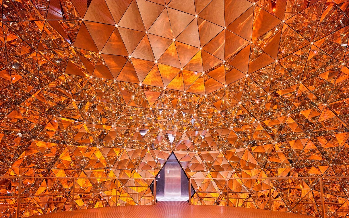 Geometric crystal installation at Swarovski Crystal Worlds, Austria.