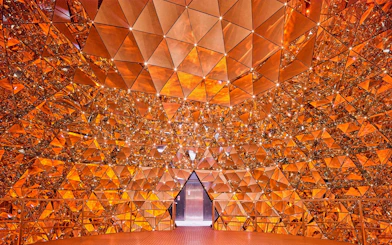 Geometric crystal installation at Swarovski Crystal Worlds, Austria.