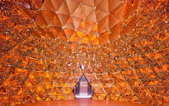 Geometric crystal installation at Swarovski Crystal Worlds, Austria.