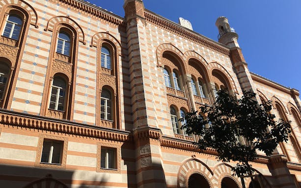 Dohany Street Synagogue exterior with intricate architectural details, Budapest.