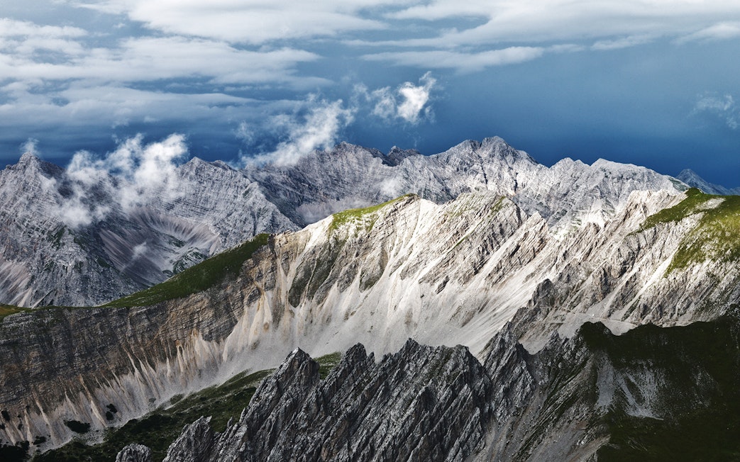 Nordkette mountain range view from Top of Innsbruck, Austria.