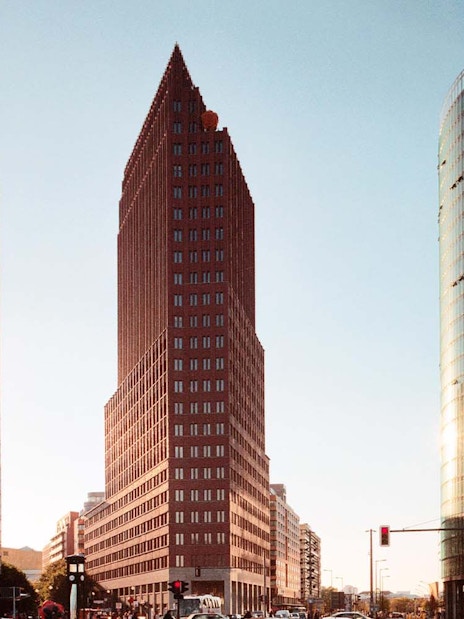 Potsdamer Platz skyscrapers in Berlin, near German Spy Museum and Panoramapunkt.