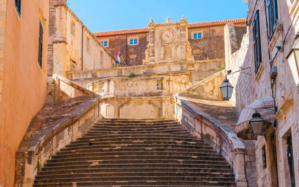 Stone staircase in Dubrovnik, featured in Game of Thrones Lokrum tour.