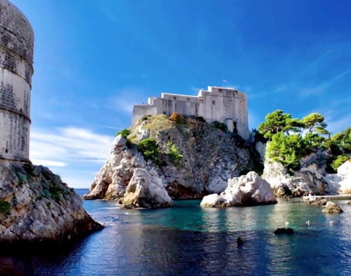 Fort Lovrijenac and Adriatic Sea in Dubrovnik, featured in Game of Thrones tour.