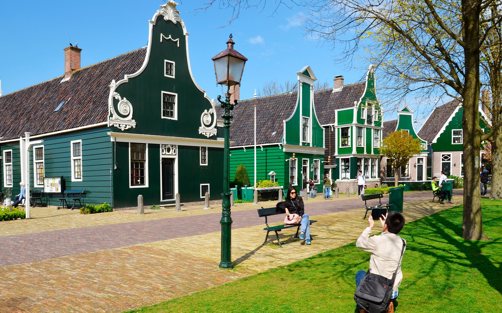 Traditional Dutch houses in Zaanse Schans during Floriade Expo Half Day Tour from Amsterdam.