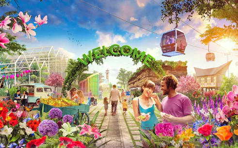 Visitors enjoying flowers and food at Floriade Horticultural Expo in Amsterdam.