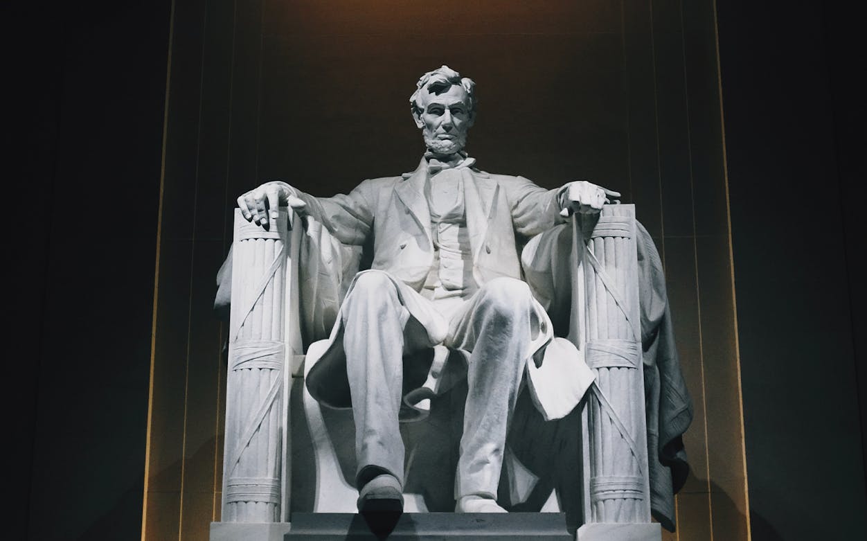 Lincoln Memorial statue in Washington, DC on a guided bus tour.
