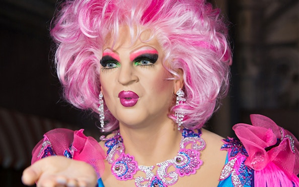 Wax figure with pink hair and colorful makeup at Panoptikum - Das Wachsfigurenkabinett.