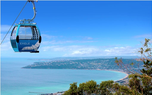 Cable car overlooking coastline on Peninsula Hot Springs Tour, Australia.
