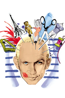 Jean Paul Gaultier Fashion Freak Show poster with colorful illustrations and text.