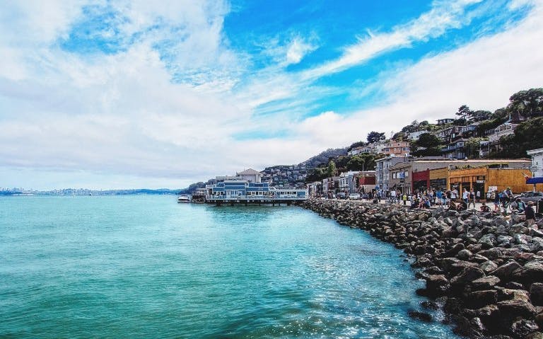 San Francisco waterfront view near Alcatraz Island, part of Escape from the Rock Cruise.