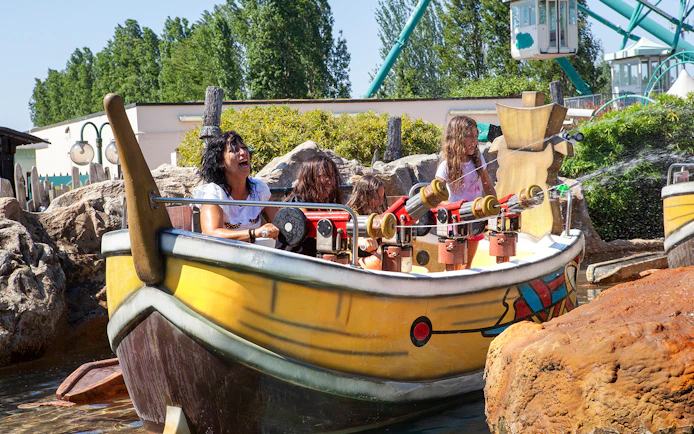 Visitors enjoying a water ride at Mirabilandia's Mirabeach.