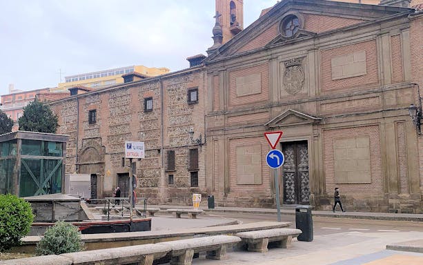 Monasterio de las Descalzas facade in Madrid, showcasing historic architecture.