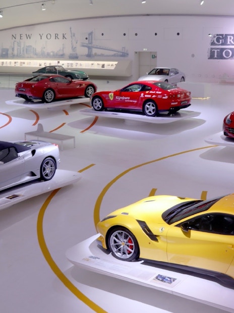 Ferrari cars displayed at Maranello Ferrari Museum, part of the combo ticket with Modena Enzo Ferrari Museum.