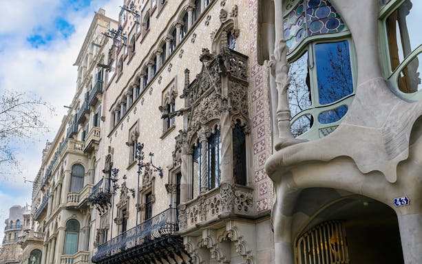 Casa Amatller facade with ornate architectural details in Barcelona.
