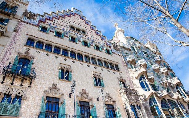 Casa Amatller facade with ornate architecture in Barcelona, Spain.