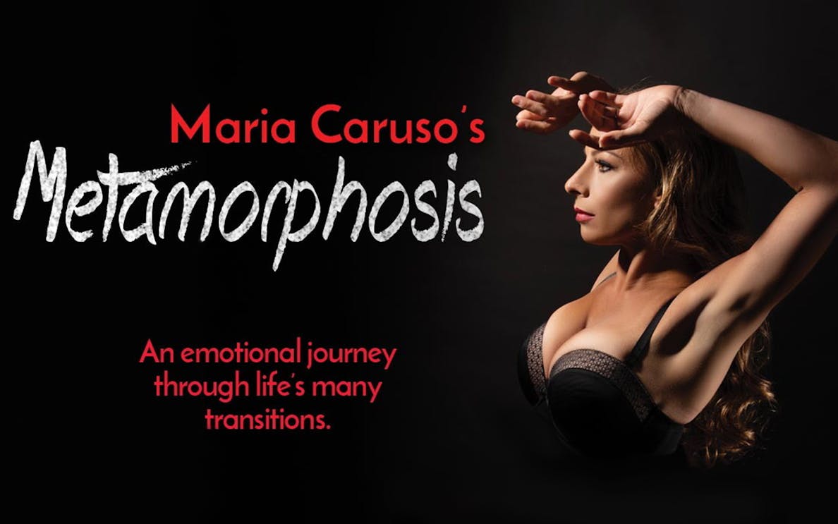 Maria Caruso's Metamorphosis performance poster with dancer in dramatic pose