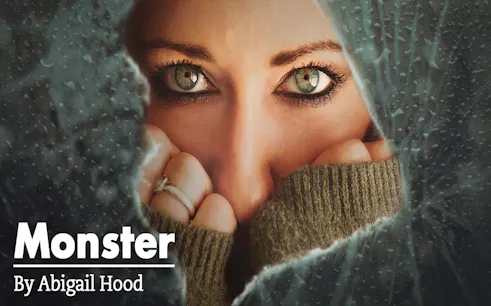 Close-up of a person's eyes peering through a cracked surface, related to "Monster.