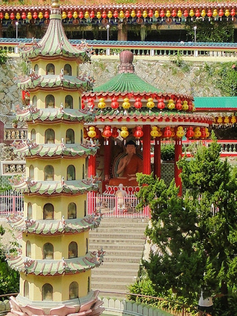 Pagoda and lanterns at Kek Lok Si Temple, Penang Hill tour.