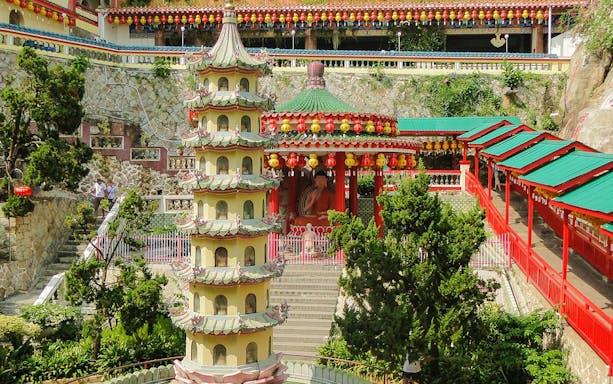 Pagoda and lanterns at Kek Lok Si Temple, Penang Hill tour.