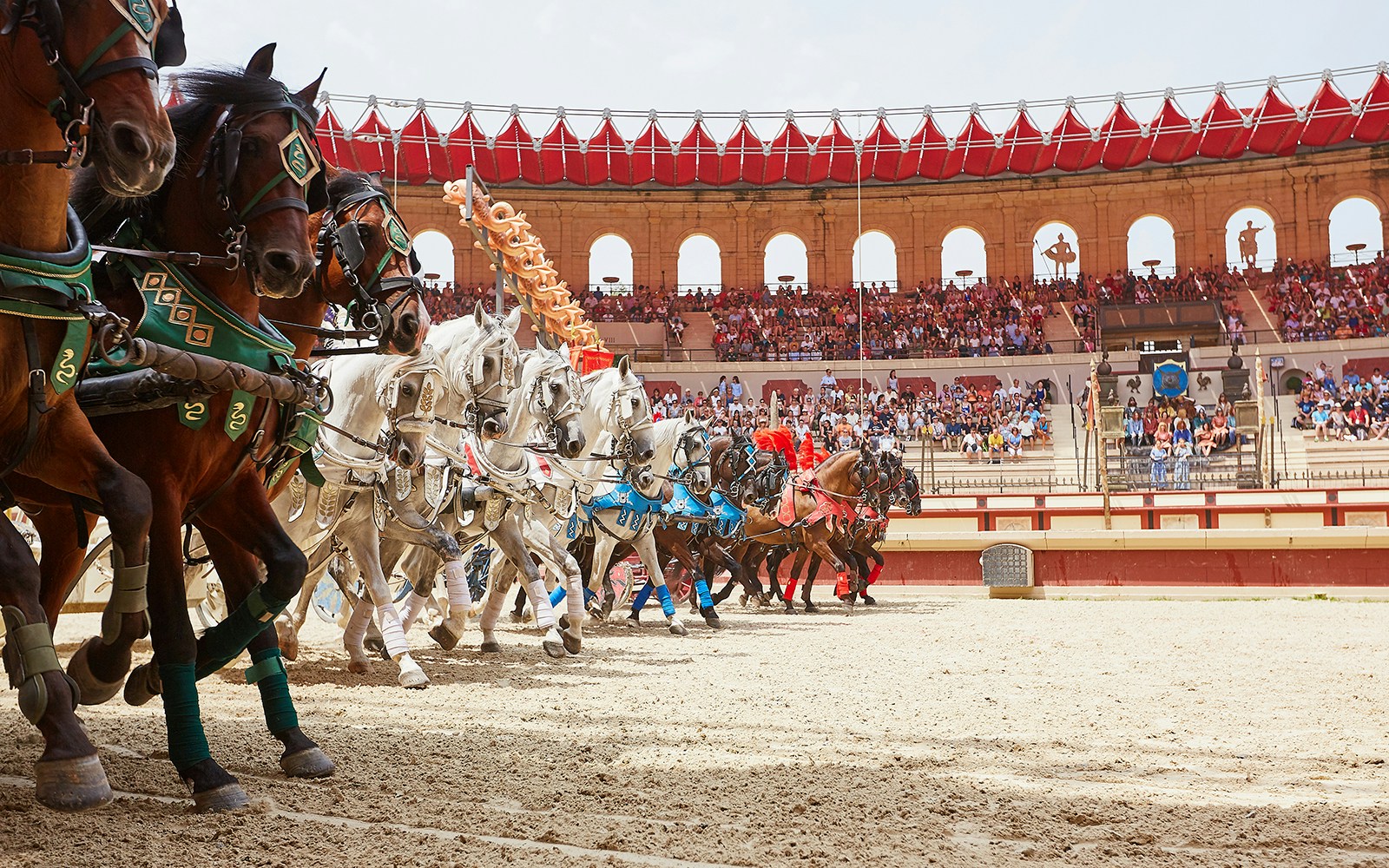 Viking reenactment with horse at Puy du Fou, Loire Valley, France.