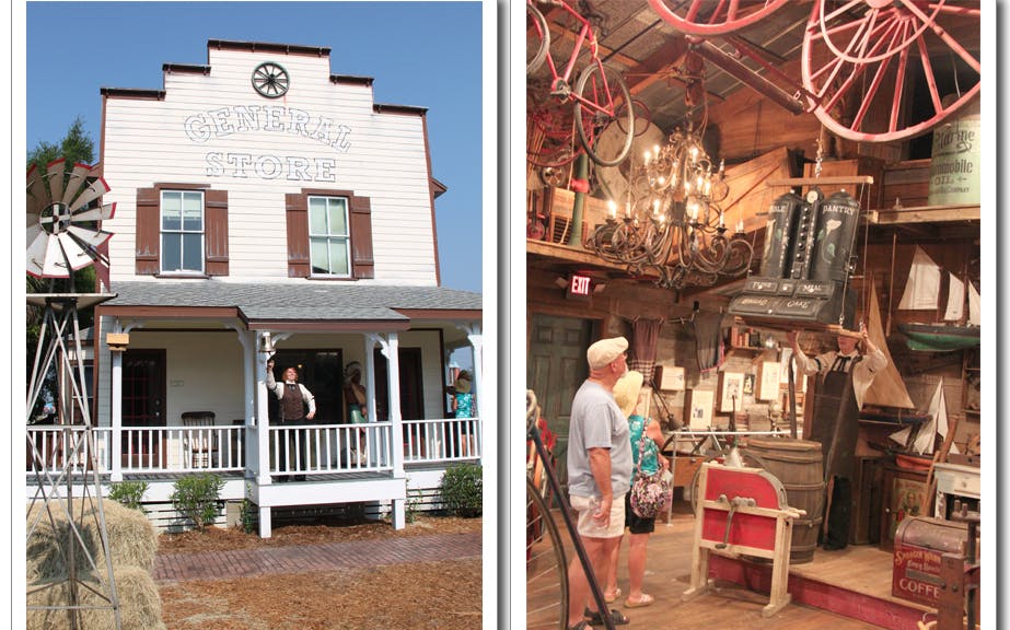 St. Augustine Oldest Store Museum exterior and visitors exploring vintage items inside.