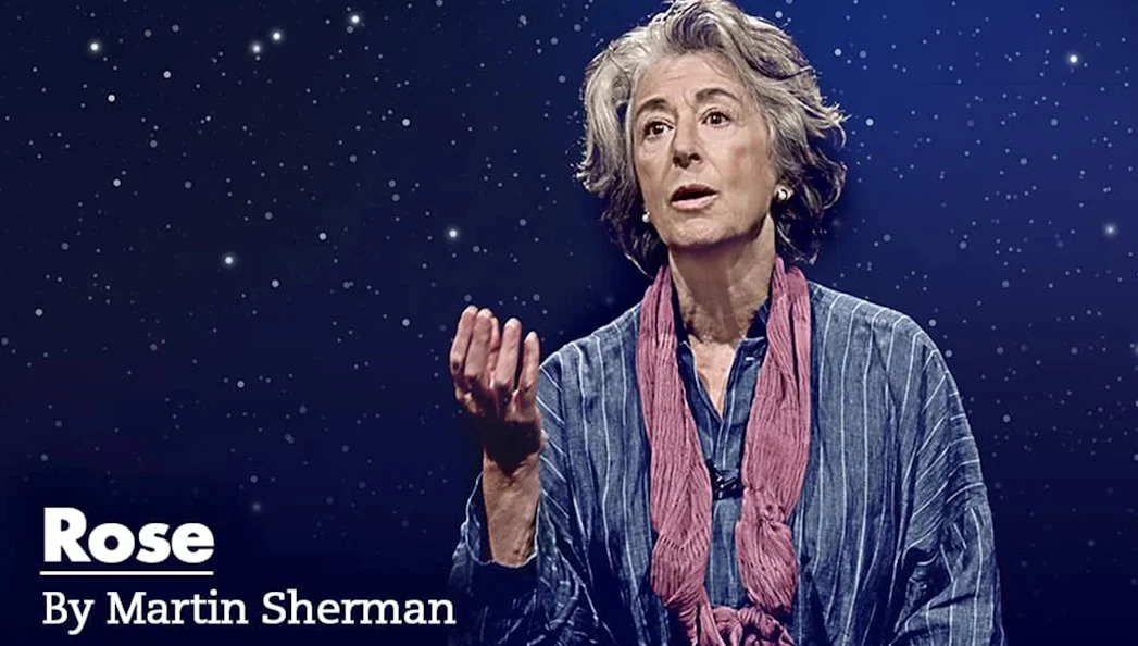 Theater performance of "Rose" by Martin Sherman with starry backdrop.