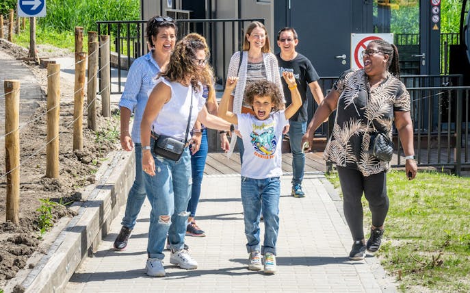 Group of people walking at Floriade Expo 2022 in Almere.