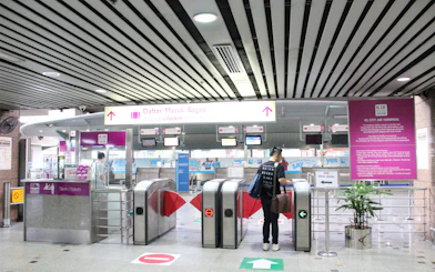 KLIA Ekspres ticket gate at KL City Air Terminal, Kuala Lumpur.