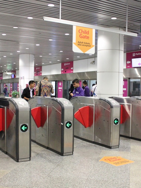 KLIA Express ticket gates at Kuala Lumpur station, Malaysia.