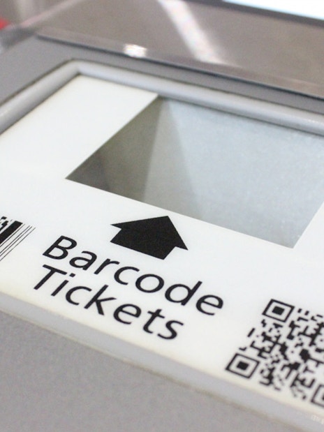 Barcode scanner for KLIA Express tickets in Malaysia.