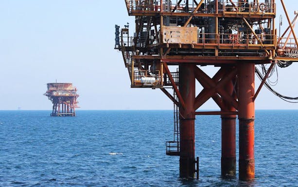 Offshore platforms in the Adriatic Sea during Riviera Romagnola boat tour.
