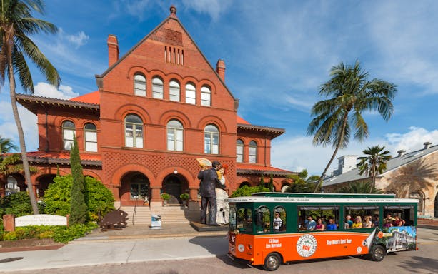 Key West Old Town Trolley in front of the Museum of Art & History.