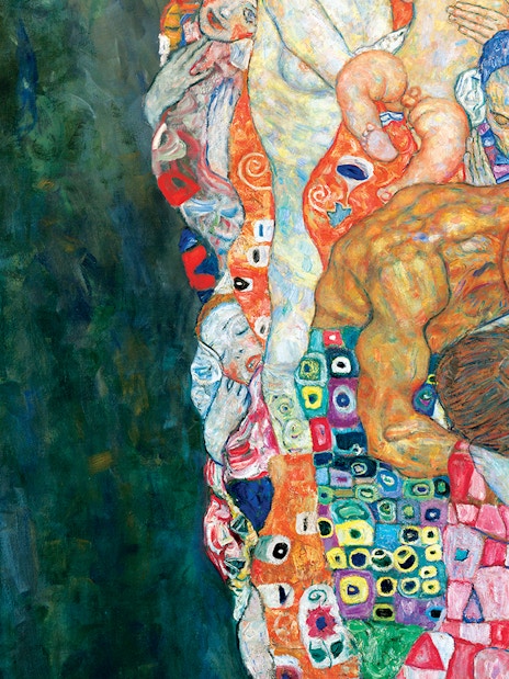 Visitors viewing Klimt's "Death and Life" at Leopold Museum, Vienna.